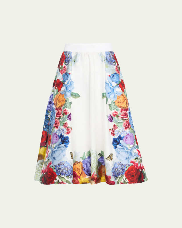 Earla Floral Flared Midi Skirt